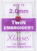 Twin Embroidery Machine Needle size 75/11, 2mm gap